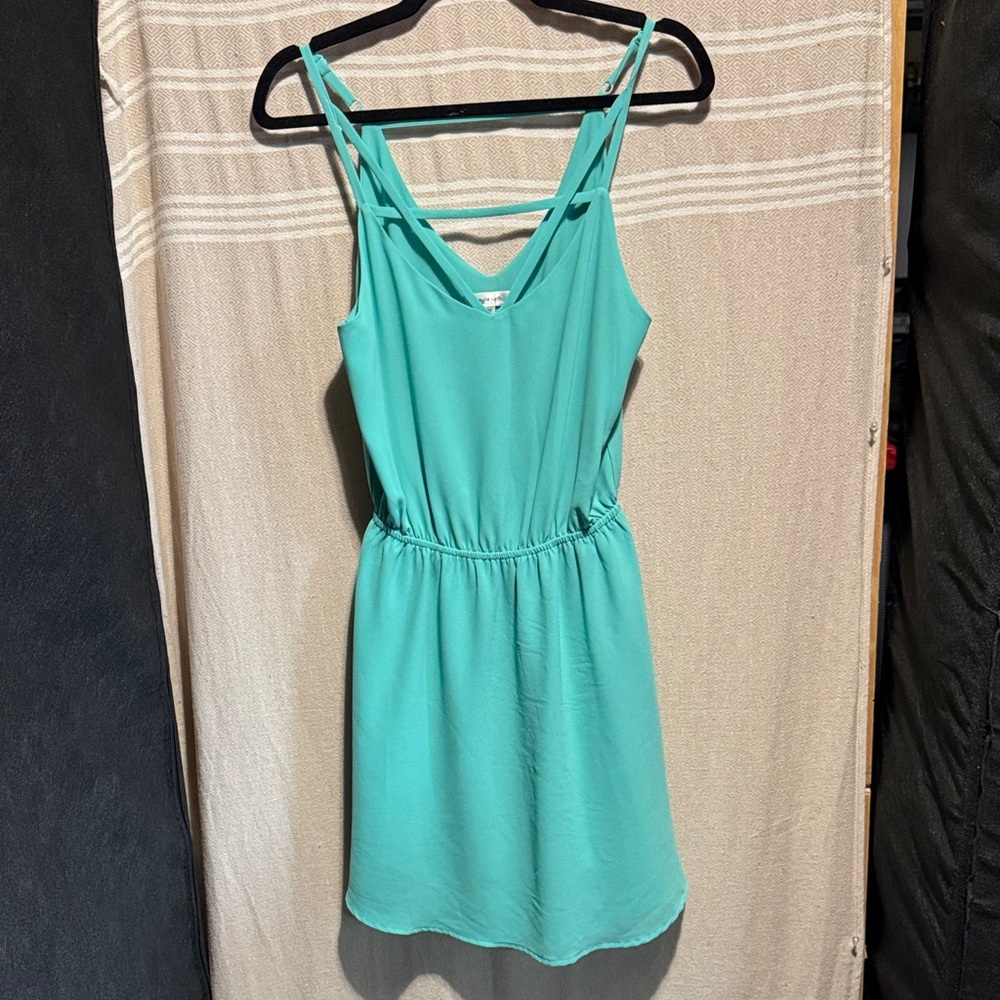 Chic Sleeveless Turquoise Mini Dress